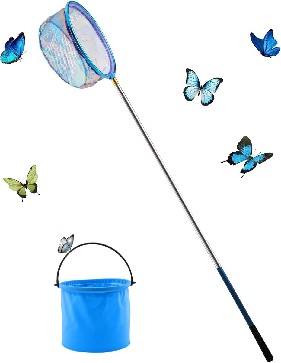 Vlindernet met telescopische handgreep - nylon net - voor het vangen van insecten - ideaal voor buitenactiviteiten - ShopVlot