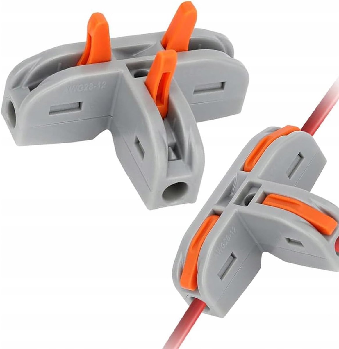 T11 Elektrische snelkoppeling 3-polig, 400 V 32 A, snelle installatie, 1 ingang, 2 uitgangen, transparante hoes met blauwe hendels, elektrische accessoires