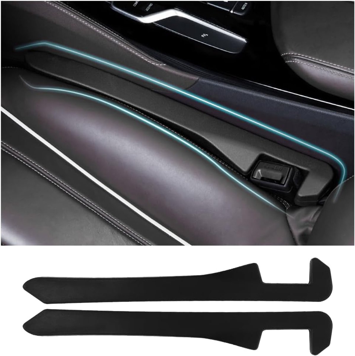 2 stuks, universele accessoires voor autostoelen, vulstof voor auto's, vrachtwagens, SUV's, autobekleding van de stoelnaden (zwart)
