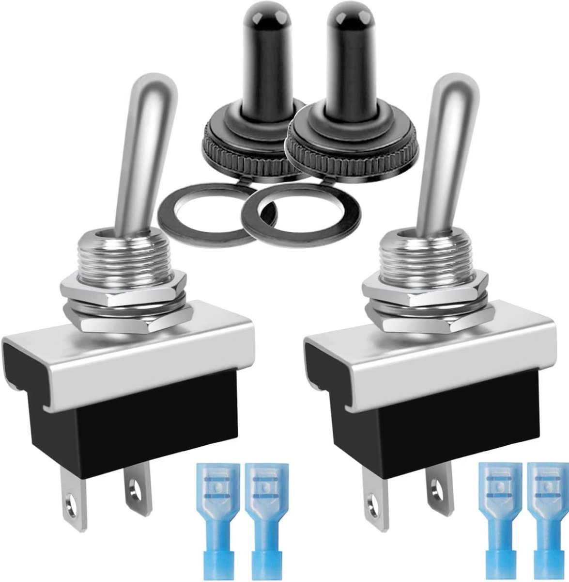 2 stuks Waterdichte Tuimelschakelaar 12V-24V 25A 2 pin 2 positie SPST AAN/UIT Tuimelschakelaar met Waterdichte Hoes voor Auto Boot Vrachtwagen