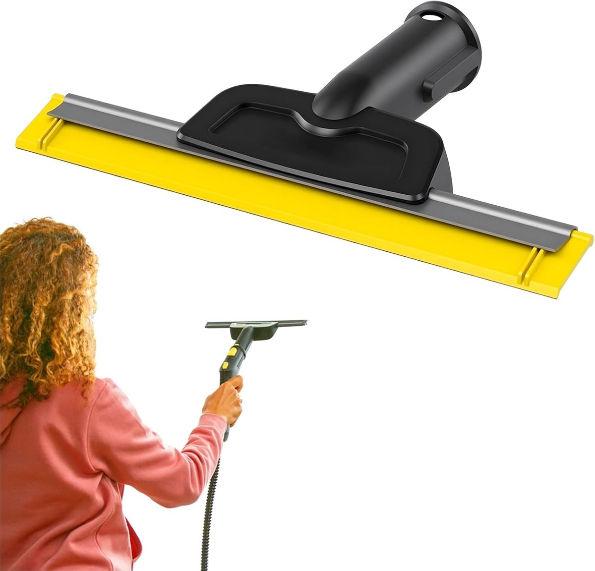 Raamsproeikop voor Kärcher stoomreiniger, stoomreiniger accessoires voor Kärcher SC1 SC2 SC3 SC4 SC5 SC7, raamtrekker streepvrije reiniging van spiegels glas tegels ramen (geel)