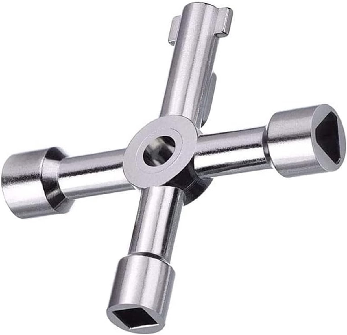 4-Way Key Multifunctioneel gereedschap Sleutel Elektrische Kast Sleutel voor elektrisch water Gasmeter Box Kast Open Sleutel (zilver)