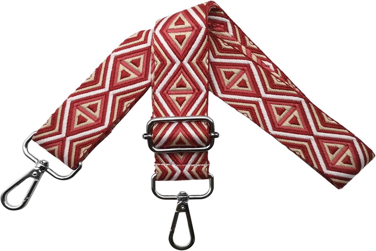 Schouderriem voor tassen, tasriemen om te wisselen, schouderriem voor tassen, schouderriem 3,8 cm breed met zilveren karabijnhaak, zakband voor dames, handtassen, rood, M16