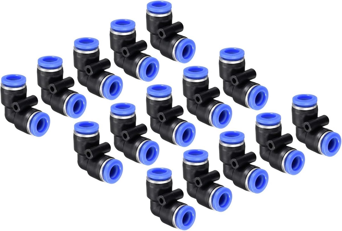METERXITY Buisverbinding, 15 stuks, pneumatische luchtdruk, snel aansluiten, buisverbinding (8 mm AD blauw)