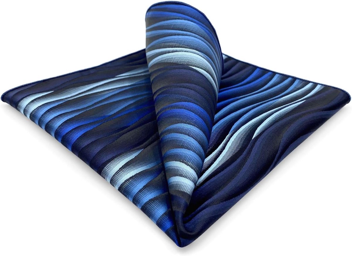 SHLAX&WING Ripple Marineblauw Pochet Heren Zakdoeken Hanky Classic Large Pochetten voor heren
