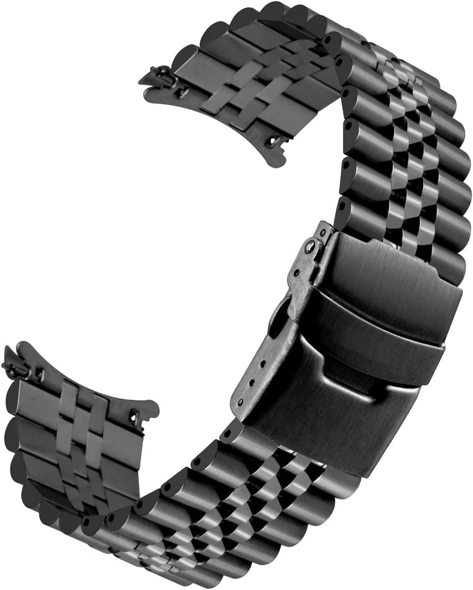 Tian Gebogen einde roestvrij stalen horlogeband voor mannen vrouwen 20mm 22mm 23mm 24mm taps toelopende horlogeband drie dimensie horloge vervangende band implementatie gesp zwart zilver