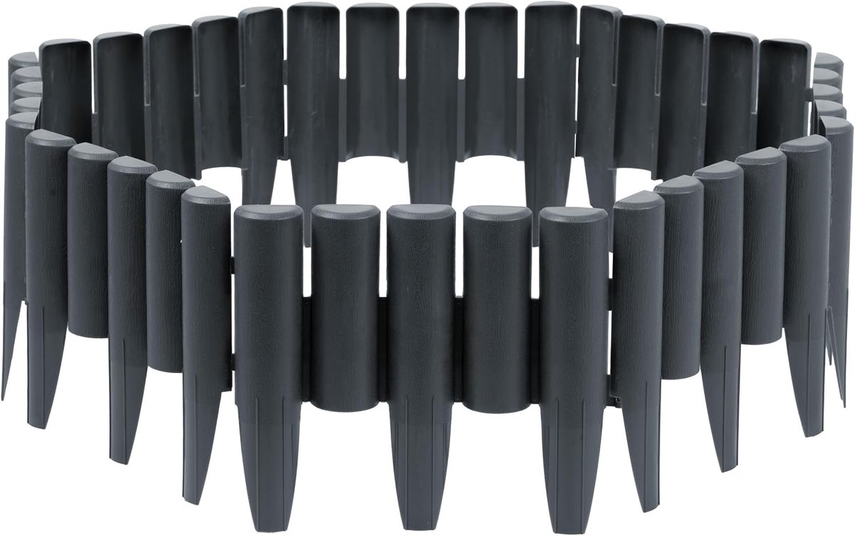 Perkbegrenzing, perkomranding, vorstbestendig, UV-bestendig, 8 stuks, 2,2 m, grijs