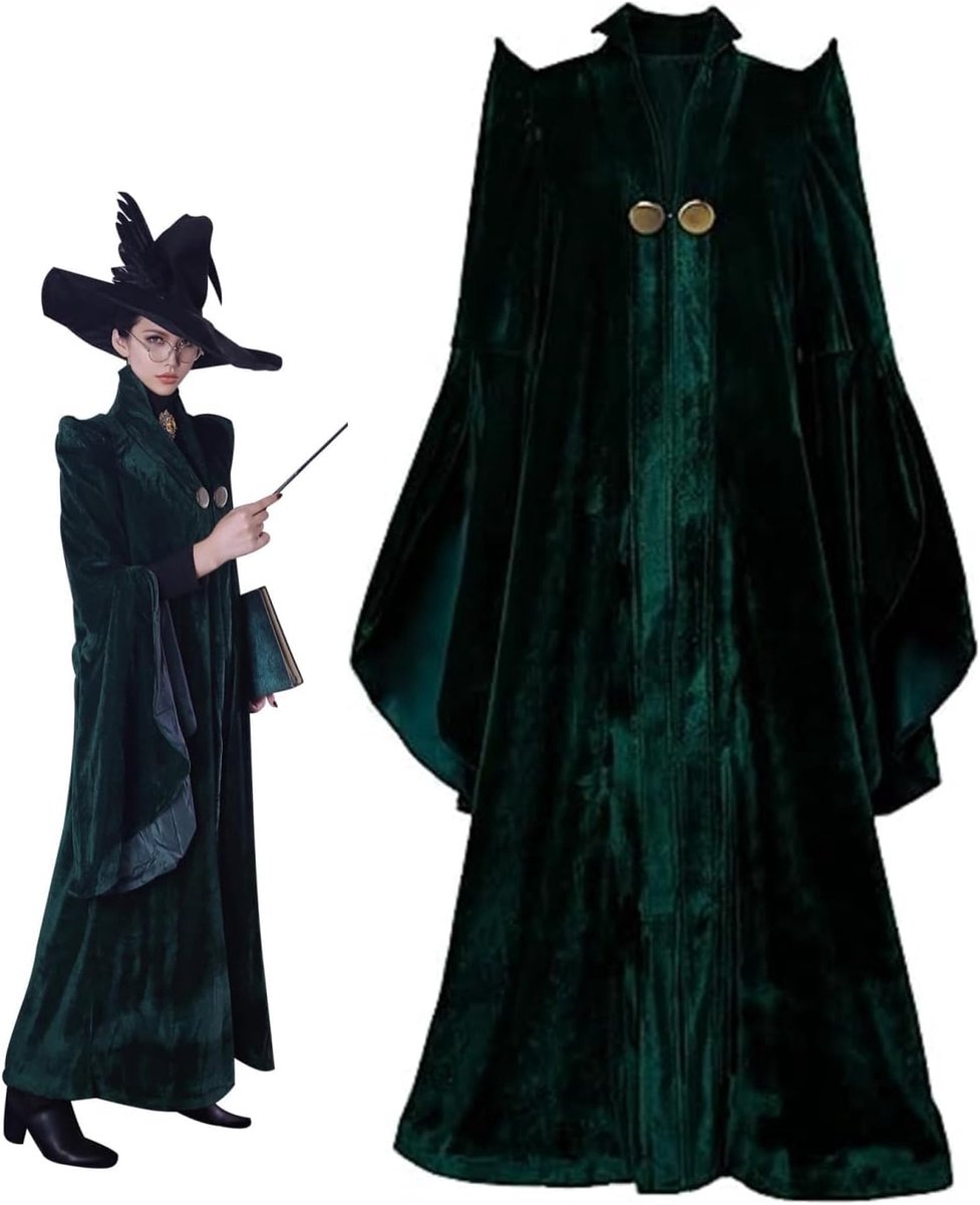 Heks cosplay kostuum Halloween film heks donkergroen professor robe cape mantel