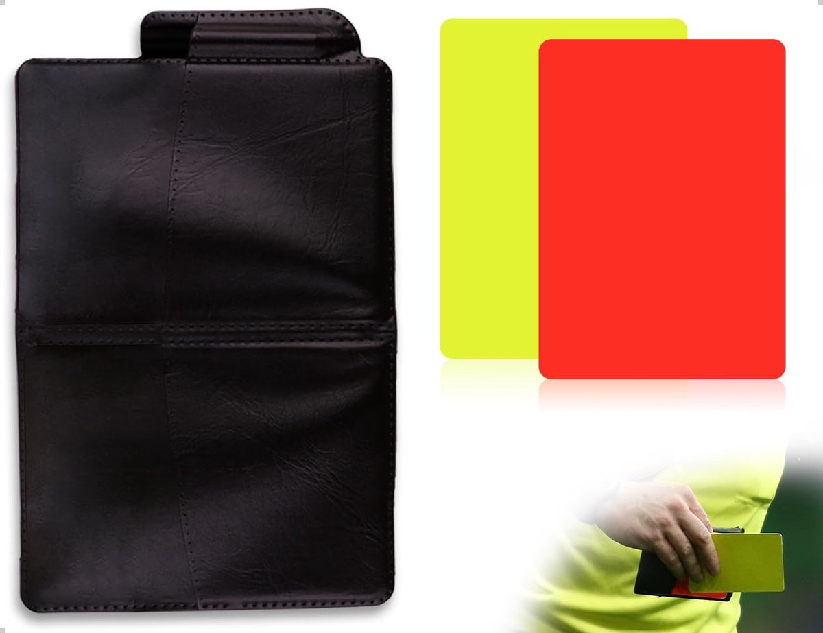Scheidsrechter kaartspel, scheidsrechter van pvc, rood en geel, waarschuwings- en uitwerpkaarten voor voetbal met accessoires voor pen en tas, scoreboeken