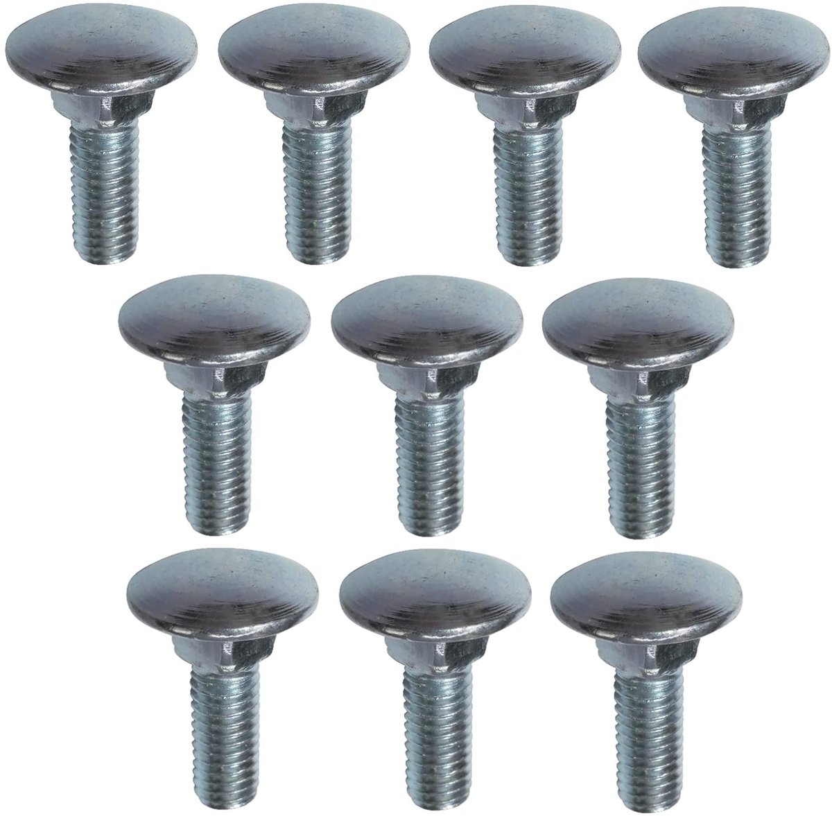 - C48970 - set met 10 stuks carrosserie-/ploegbouten met vierkante hals - koetsschroeven - M5x16mm - verzinkt staal - DIN 603