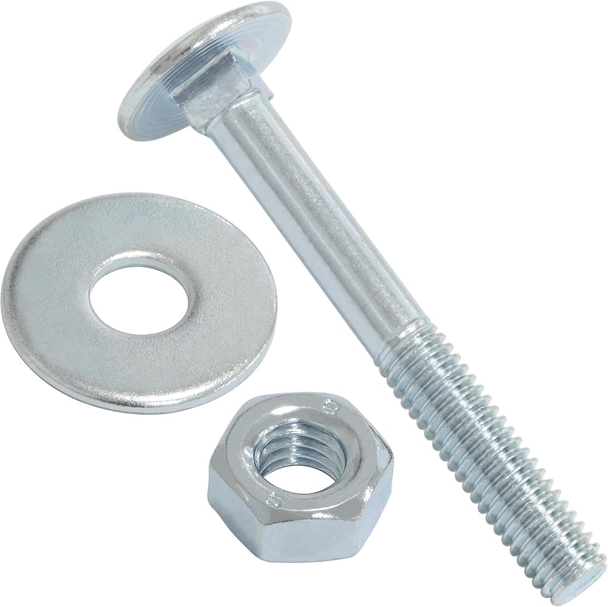Set van 25 slotbouten M6x50 mm/sluitringen en moeren M6 / van verzinkt staal/voor bevestiging en assemblage