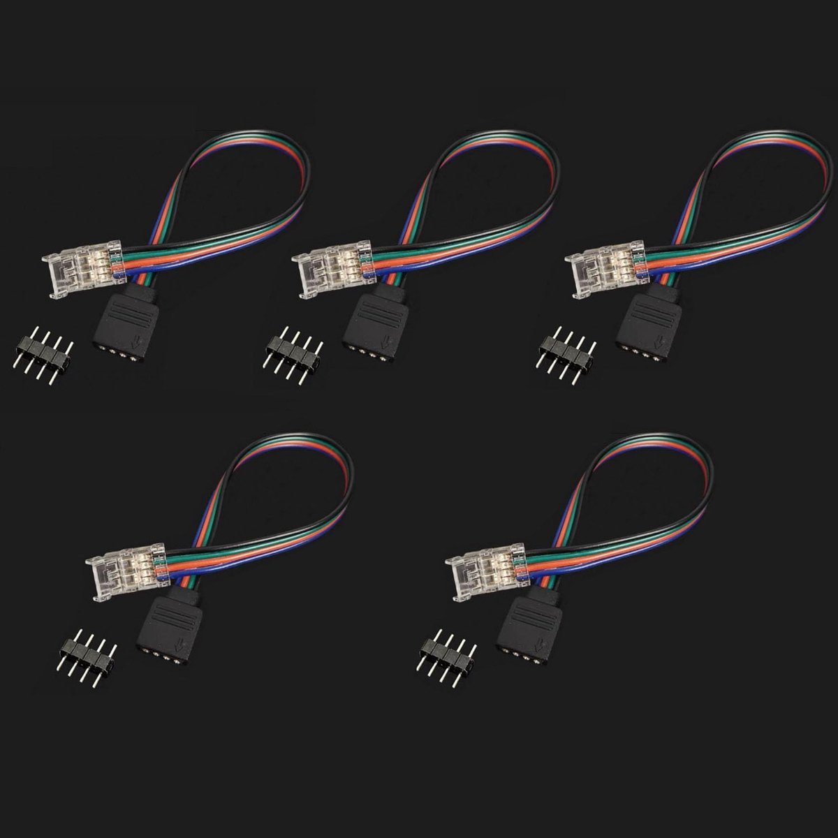 10 mm 4-pins naadloze COB RGB LED uitbreidbare plug transparant zonder opening voor lichtstrip 12v24v