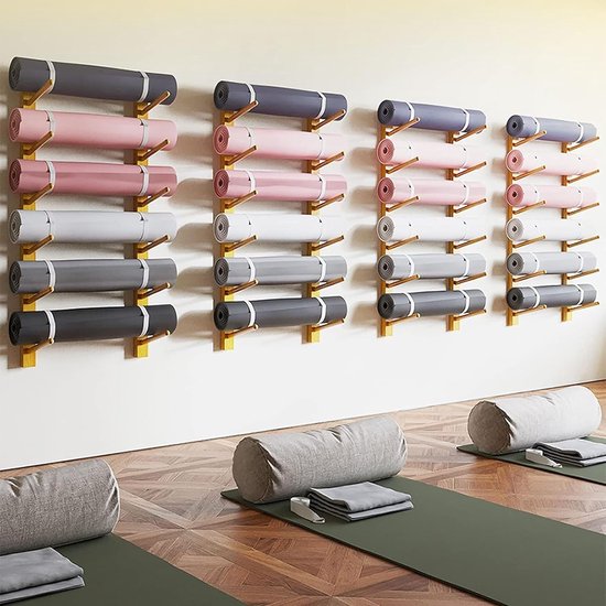Yoga Matrek - Opberger - Sportspullen Opbergen - Massief Houten Constructie - 2-9 Matten - Houtkleur — afbeelding 3