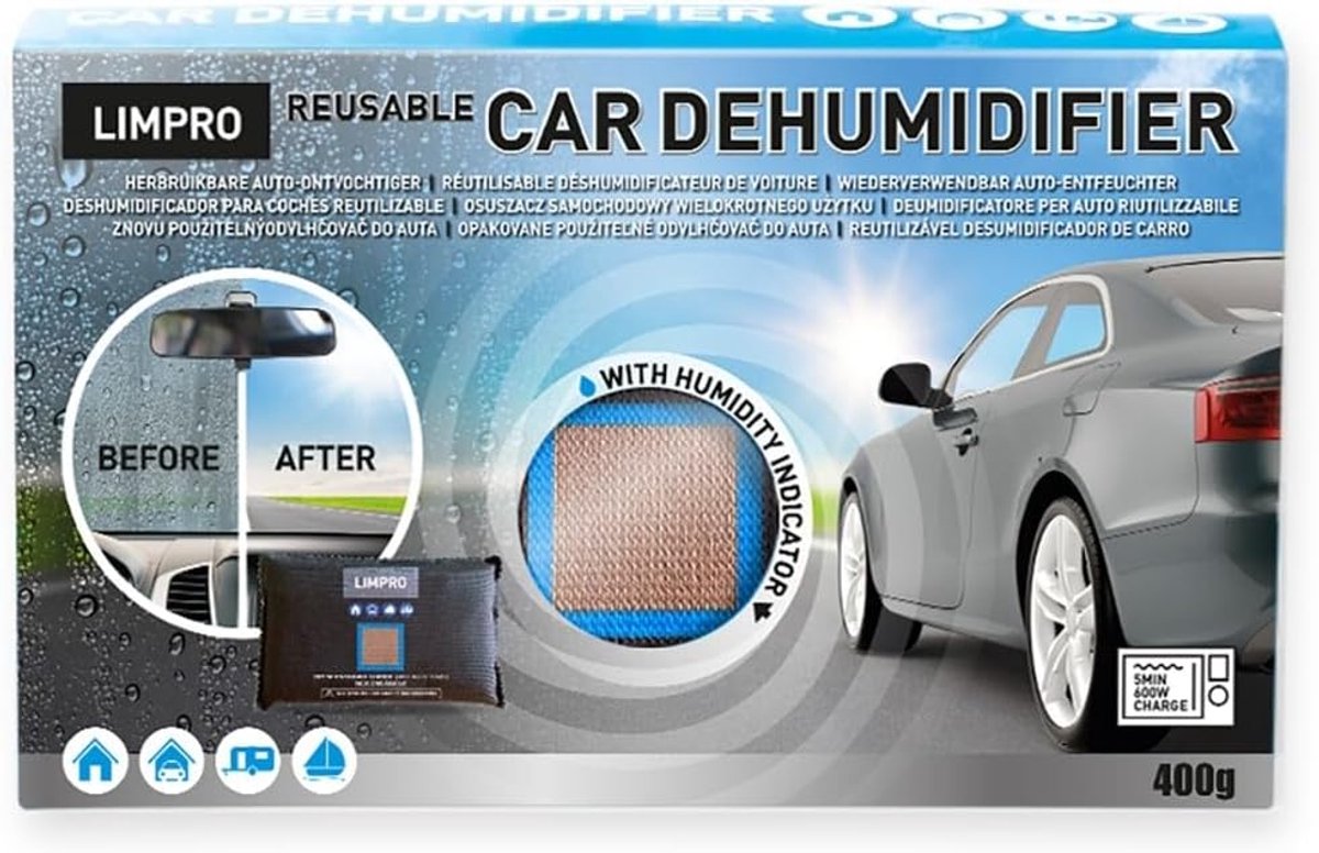 Autoontvochtiger 400 g - Compact formaat - Vermindert vocht en schimmels - SnelShoppen