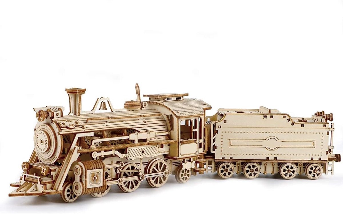 DIY Stoomtrein 3D-puzzel, houten modelbouwsets voor volwassenen om te bouwen, speelgoedbouw, puzzel, mechanische carkit voor tieners voor Kerstmis