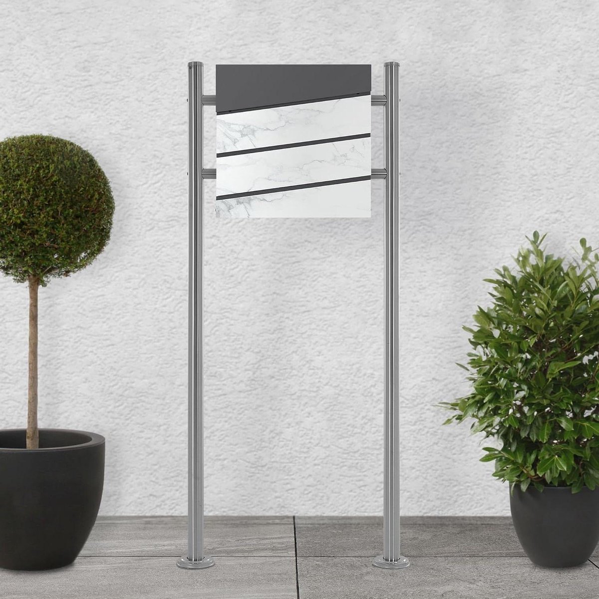 Brievenbus met krantenvak - Postbak brievenhouder - Post ontvangen - Afsluitbaar met 2 sleutels - 120 cm hoog - Zilver metallic