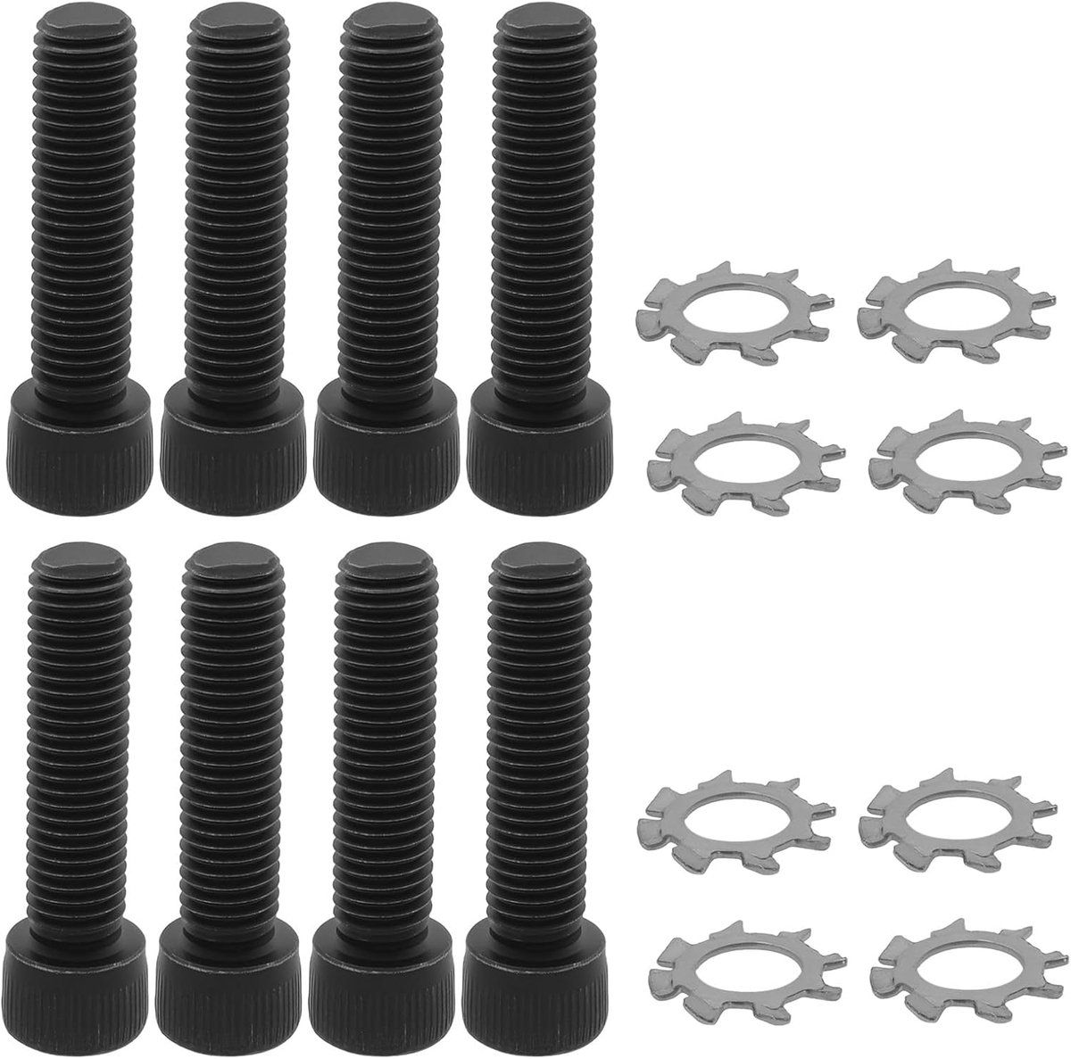 8 Stuks 1/4"-28 Socket Head Cap Vervanging Schroef Compatibel met A2 AR Gripand met RVS Star Lock Washer Zwart