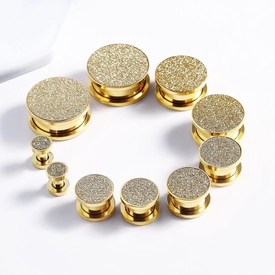 Tunnels Rvs 6G Oortunnels Mannen 4-20mm Rond met Matte Plugs en Tunnels Goud, 6mm, Roestvrij staal, Geen edelsteen — afbeelding 3
