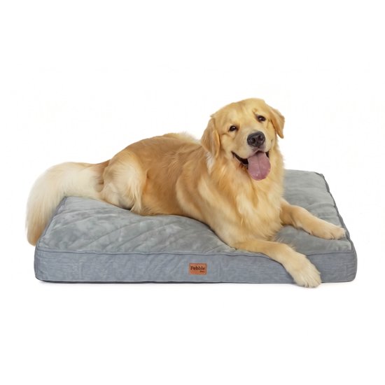 Pebble Orthopedisch Hondenkussen 100 x 75 cm - Benchkussen - Afneembare hoes - Wasbaar - Benchmat hond - Bench matras groot - Hondenkussen grijs - Hondenmand bench - Kussen voor bench