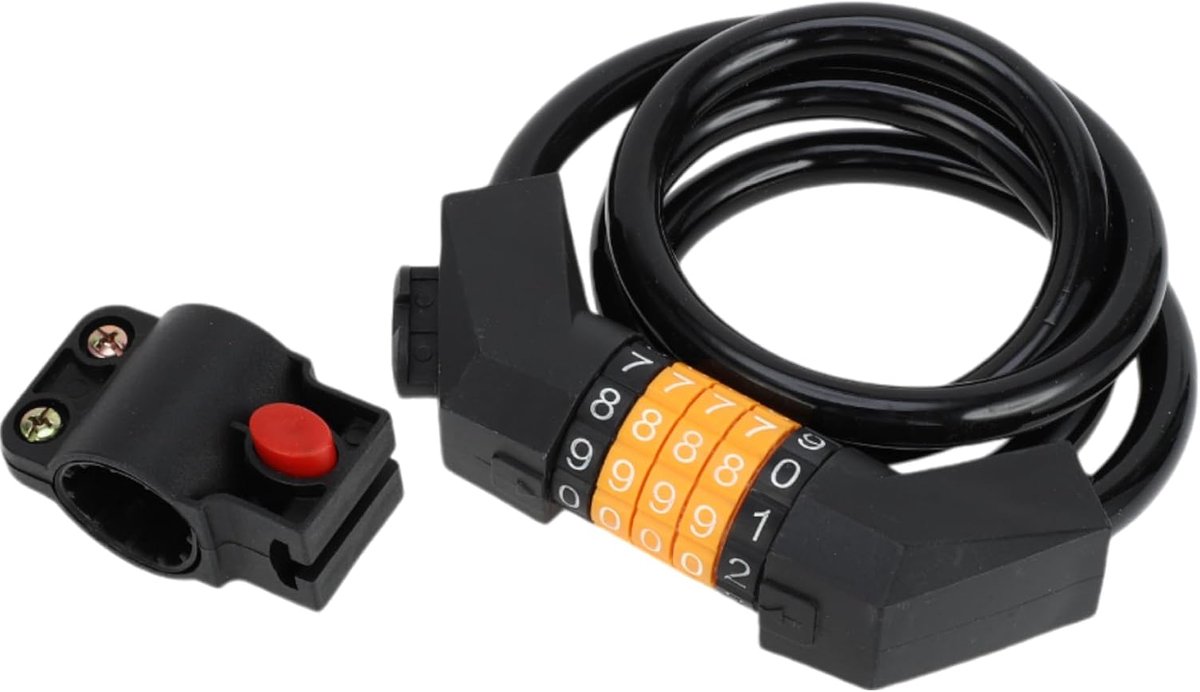 Fietshangslot Kabelslot Spiraalslot voor Fietsen/Zwaar Belastbaar Herstelbaar 5-cijferig Fietsslot PVC 130cm / 1Set Zwart