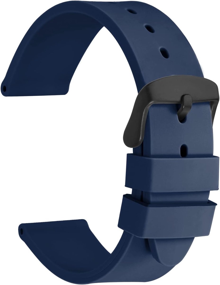 Horlogebanden met Zilveren Roestvrijstalen Gesp, Zachte Rubberen Vervangingsbanden 18mm 20mm 22mm 24mm