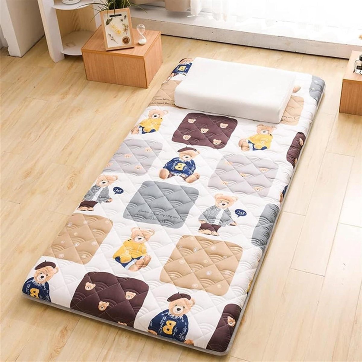 Japanse Futon Matras - Vloermatras Slaapmat - Flexibel Slapen - Opvouwbaar Oprolbaar - 90x200cm - Stijl