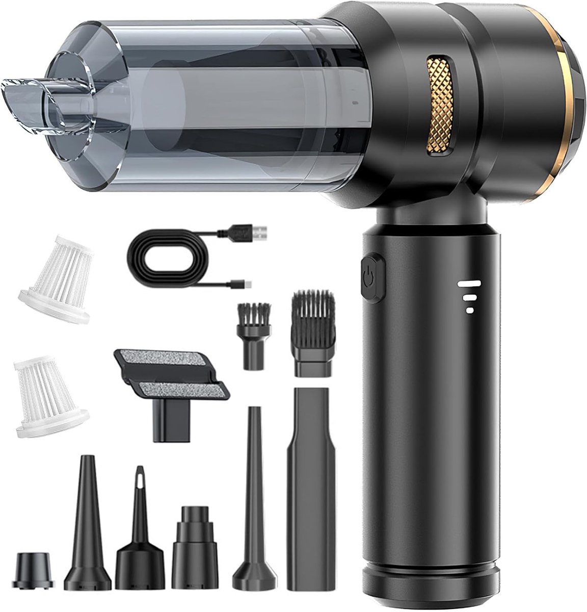Handstofzuiger, accu, draadloos, 4 in 1,22000 Pa, 3 versnellingen, 6000 mAh | Mini-autostofzuiger met borstelloze motor, elektrische stofblazer, persluchtspray voor auto, kantoor, huis, dierenharen