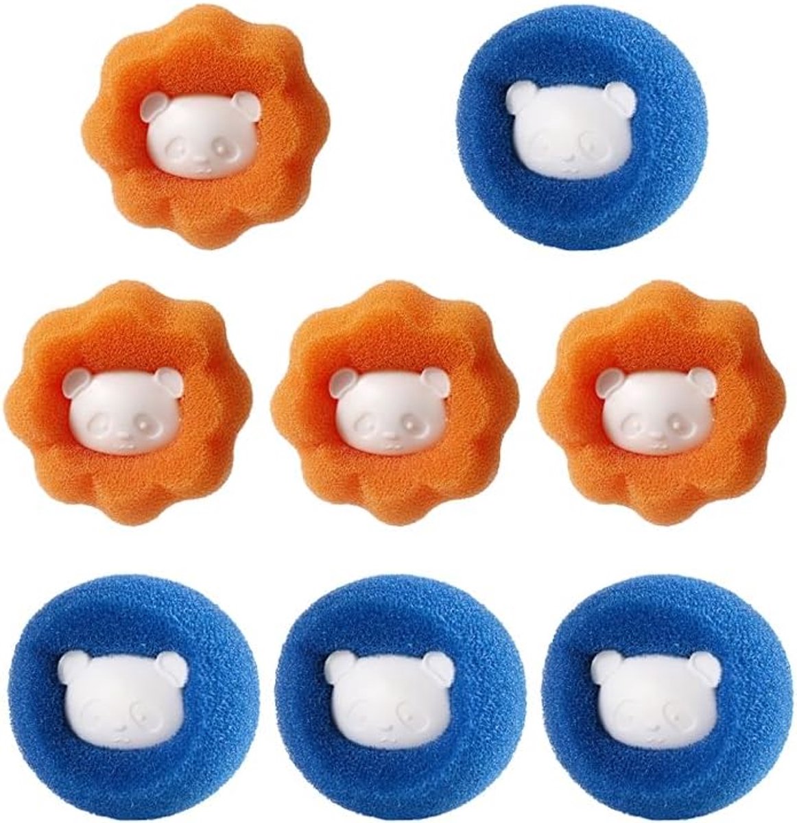 8 stuks dierenhaarverwijderaar, wasmachine, herbruikbare pluisballen tegen hondenharen en kattenharen, wasballen voor kleding en beddengoed, effectieve pluisvanger, haarvanger, oranje en blauw