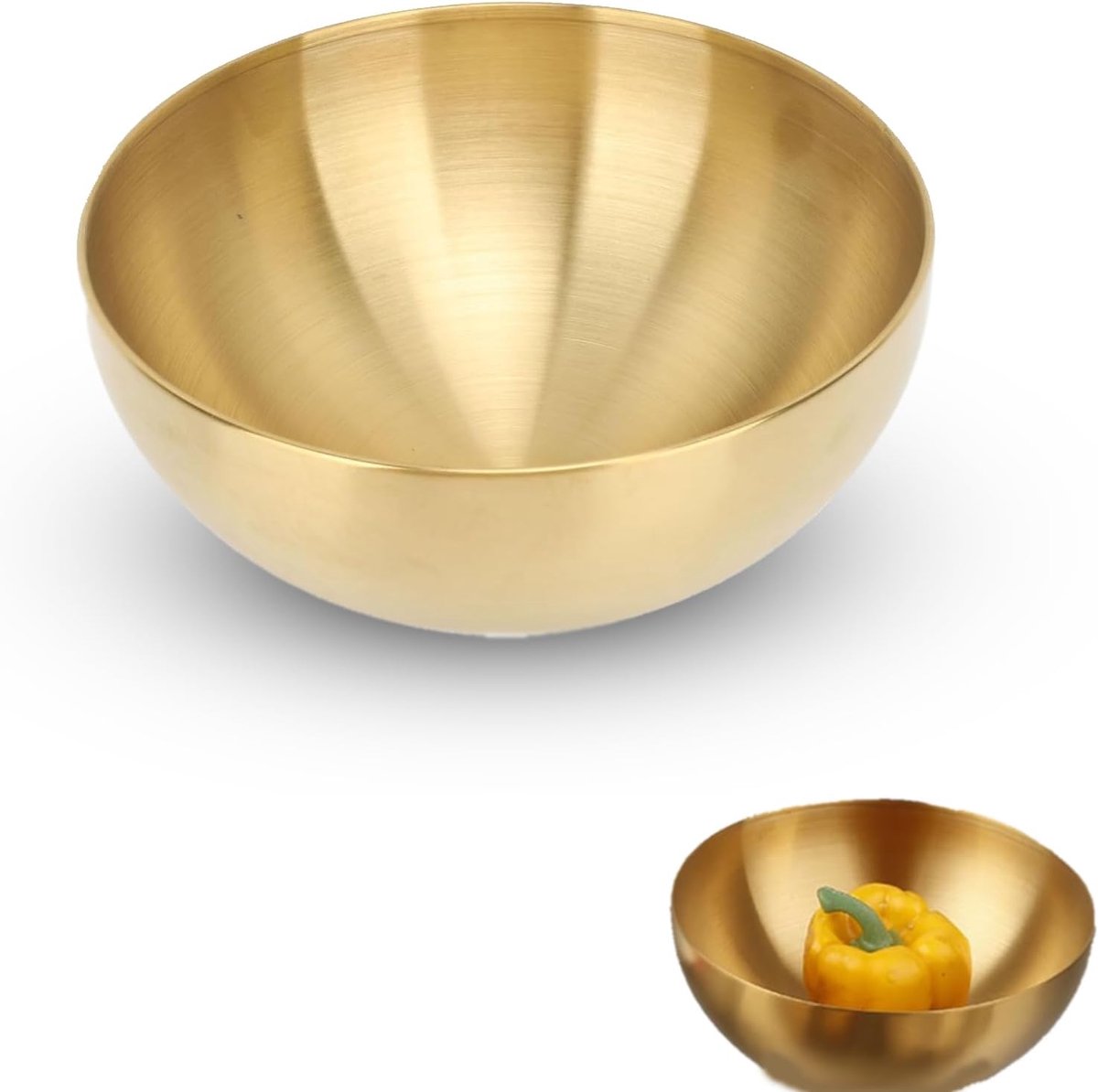 20CM roestvrijstalen saladekom, dubbelwandige ronde gouden kommen, keukenkommen, mengkommen voor thuisrestaurant keuken (goud)