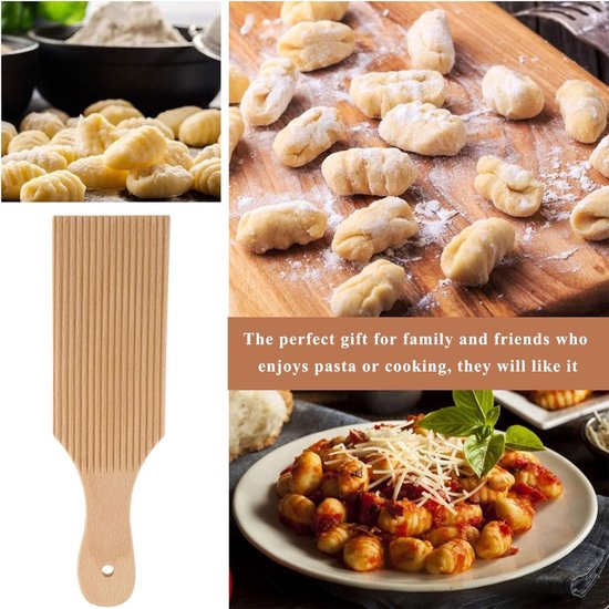 2 stuks pastaplanken, houten plank voor gnocchi, gnocchi-plank voor garganelis en met houten stokjes voor tortellini, pasta en macaroni — afbeelding 2