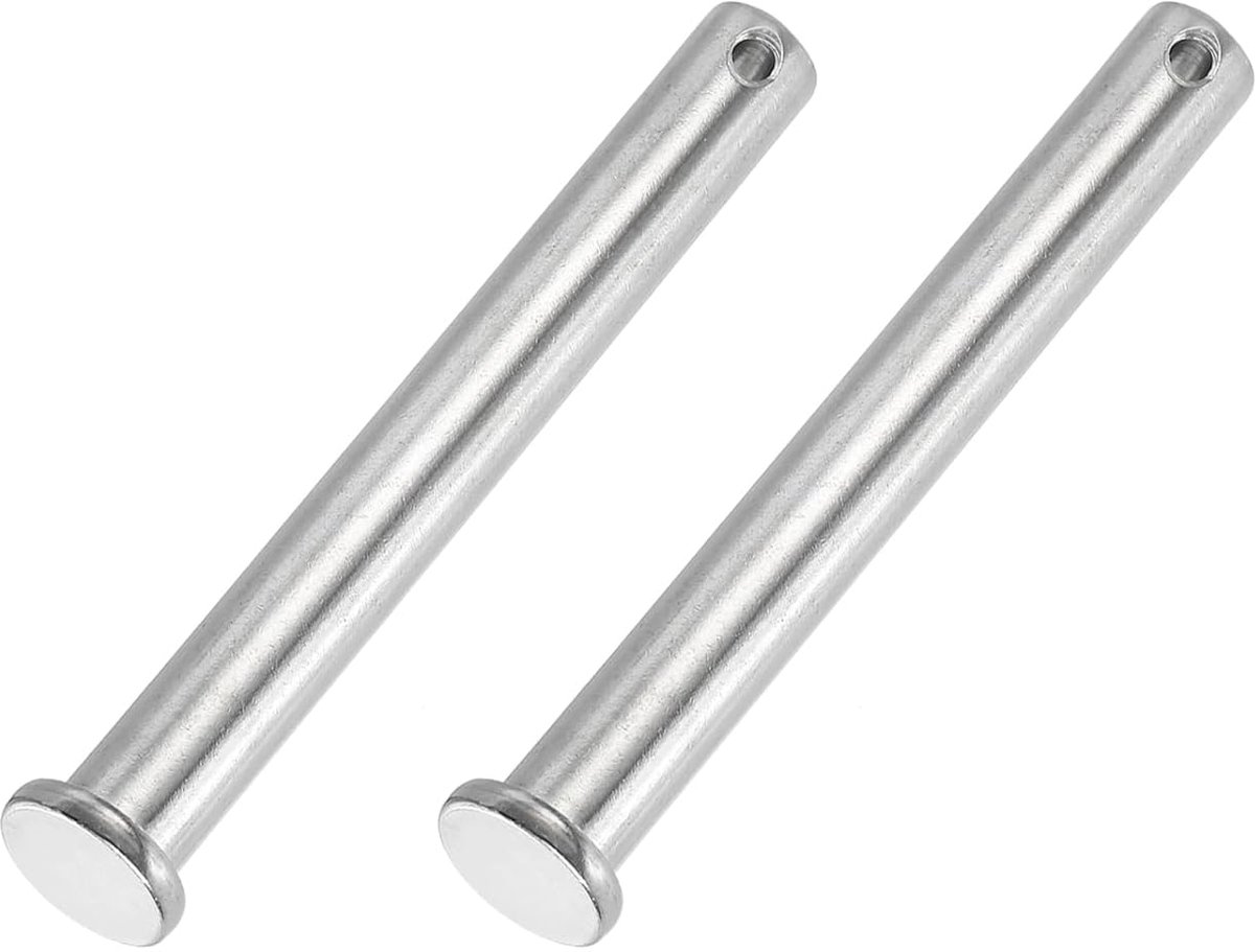 14 x 100 mm enkel gat Clevis Pins, 2 stuks 304 roestvrij stalen platte kop pin voor Hitch Pin Lock Link scharniersystemen, zilver