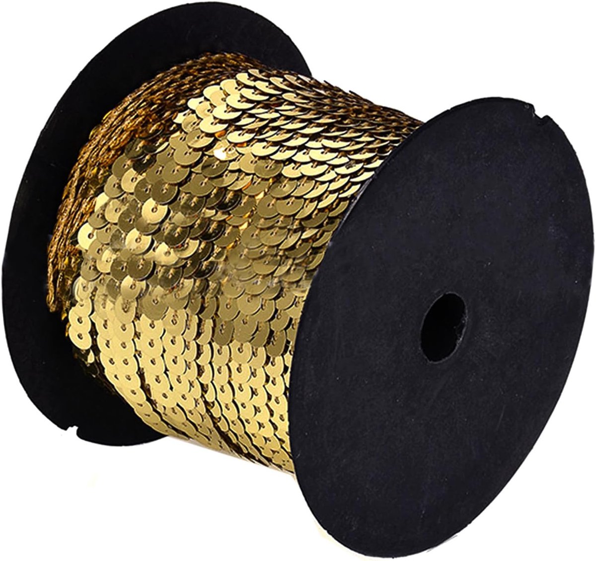 Paillettenlint, gouddecoratie, accessoires, paillettenband om op te naaien, voor kostuums, doe-het-zelf handwerk, tassen, masker, schoenen en hoeden, 90 m (goud)