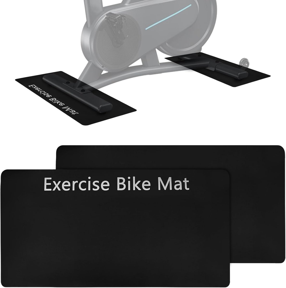 2 stuks vloerbeschermingsmat voor fitnessapparaten, hometrainer, antislip, stootvast, voor peloton, loopbanden, fitnessruimte, vloermat, 60 x 30 cm, zwart