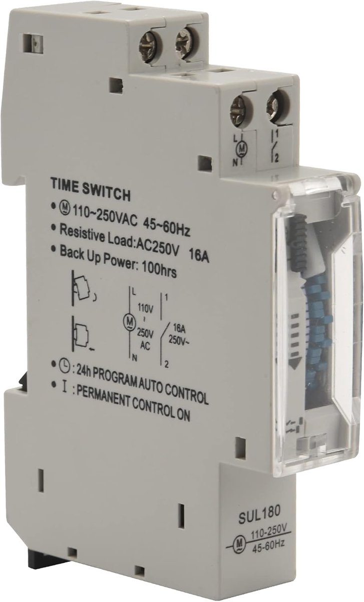 Mechanische timer 180A - 15 minuten tot 24 uur - programmeerbaar - ideaal voor automatische schakeling - SnelShoppen