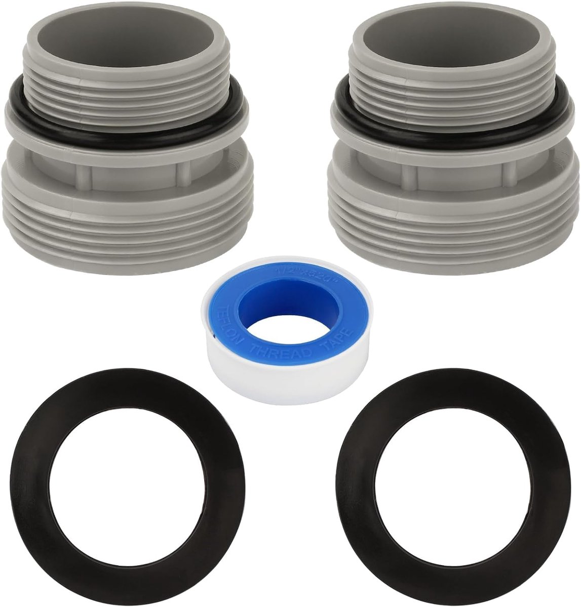 Poolslangadapter set 40 mm tot 1 1/2 inch - hoge kwaliteit - set van 2 met afdichting - ideaal voor filterpompen - SnelShoppen