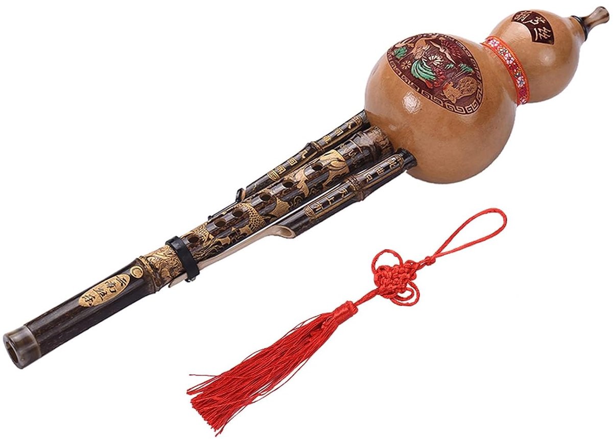 Hulusi fluit, handgemaakt, van C, gemakkelijk te spelen, van puur bamboe, zwart, met tas voor beginners, geschenken