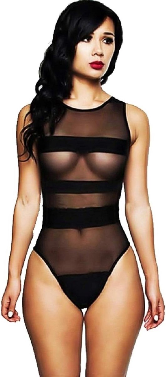 badpak voor vrouwen - volwassenen - meisjes - met transparante delen - zwarte kleur - sexy badmode - strand - zwembad - lente - zomer, zwart, M