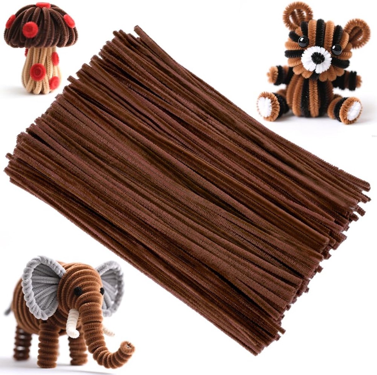 200 stuks pijpenragers voor knutselen, bruin, 30 cm | pijpenrager voor handwerk, decoraties, pijpenreiniger voor knutselen, doe-het-zelf, creatieve handgemaakte decoraties