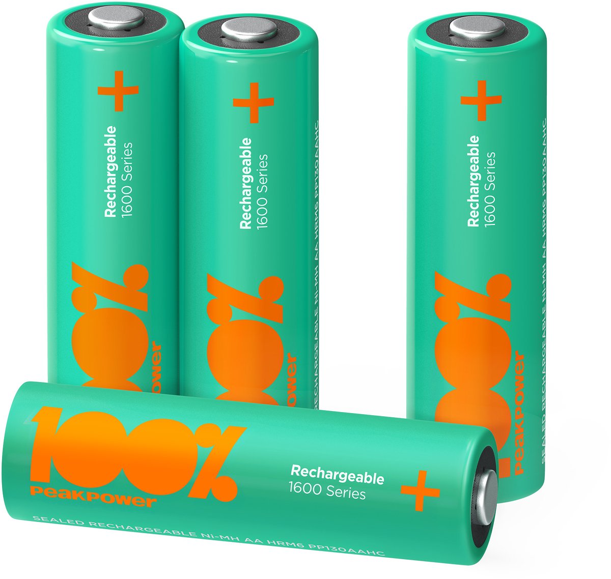 100% PeakPower oplaadbare batterijen AA 1300 mAh NiMH - 4 stuks AA batterijen oplaadbaar
