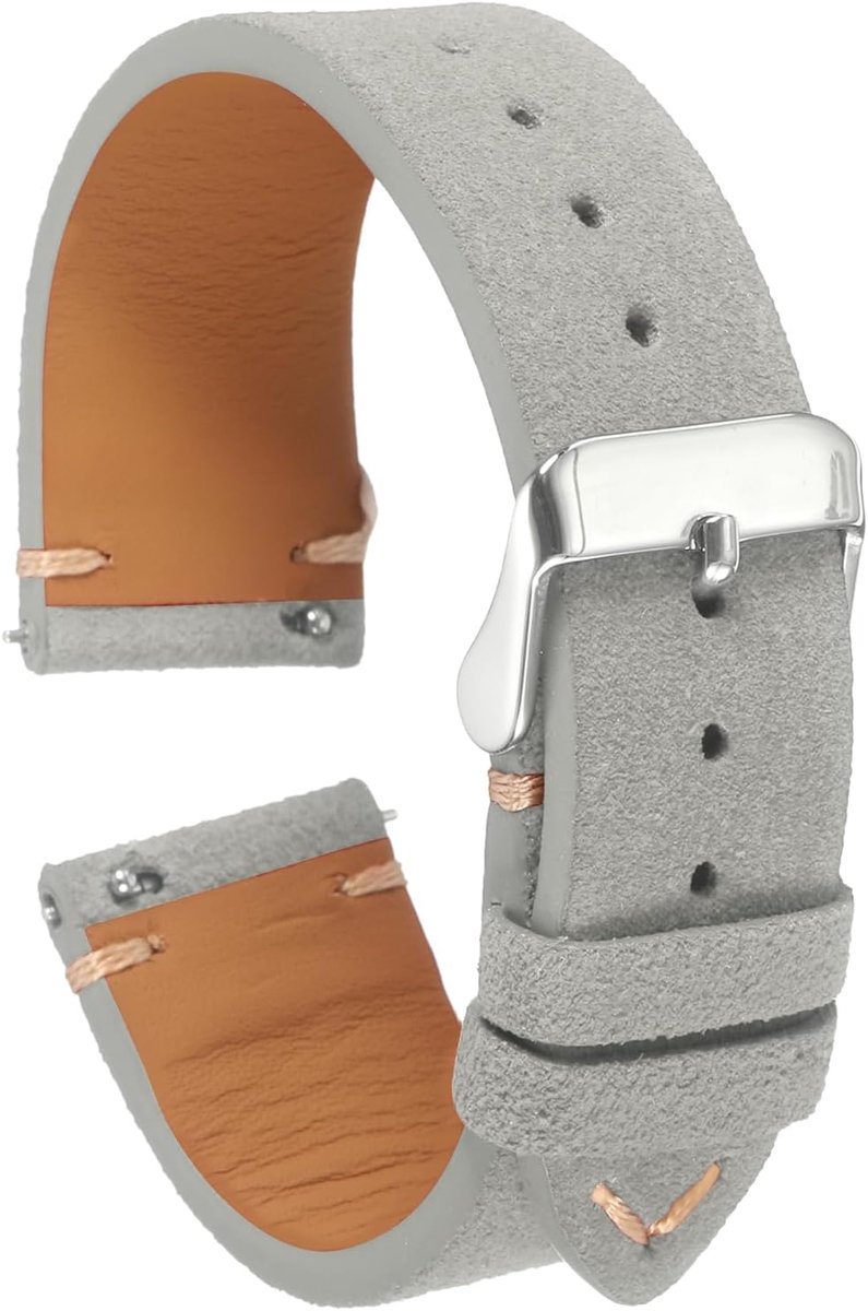 Horlogeband 20 mm - Wildleder - Roestvrijstalen gesp - Elegante vervanging voor smartwatch - ShopVlot