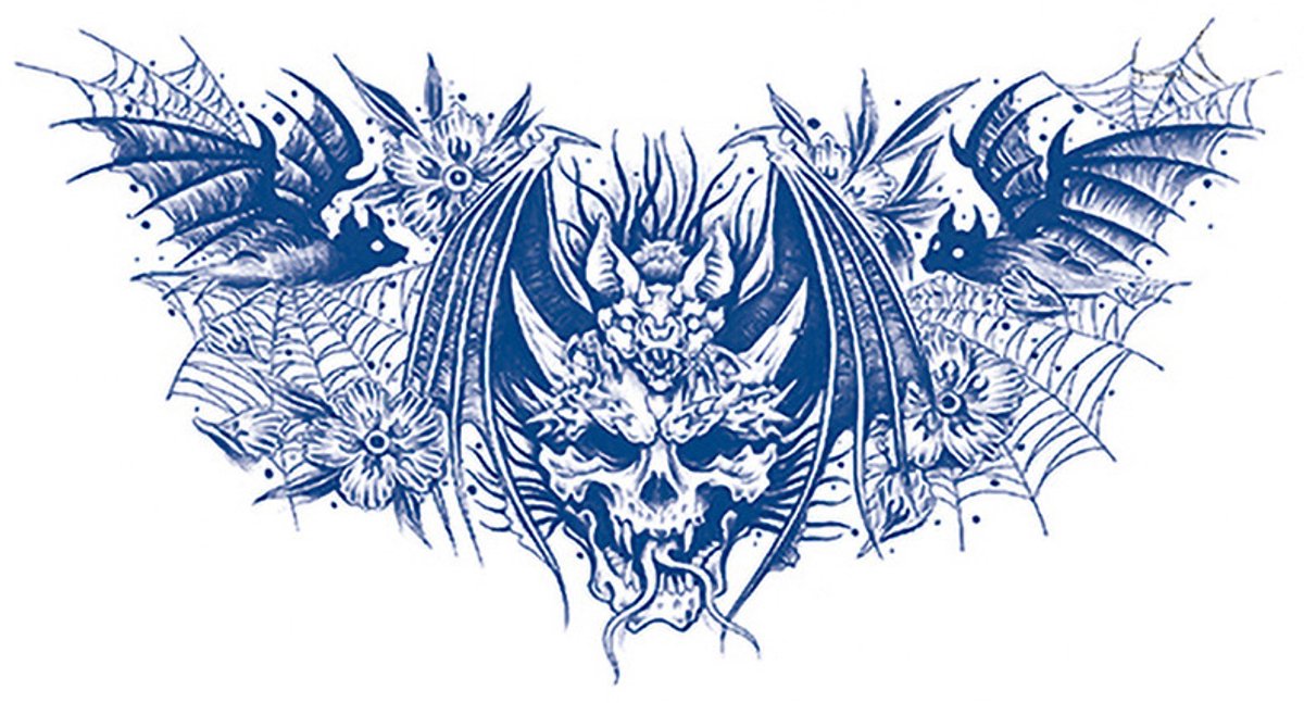 Tijdelijke tattoo Skull borst 2 weken