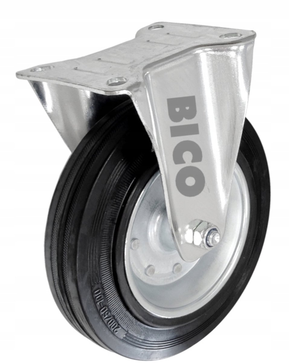 Zwaar belastbaar wiel 200mm metaal-rubber, vaste behuizing, 300kg