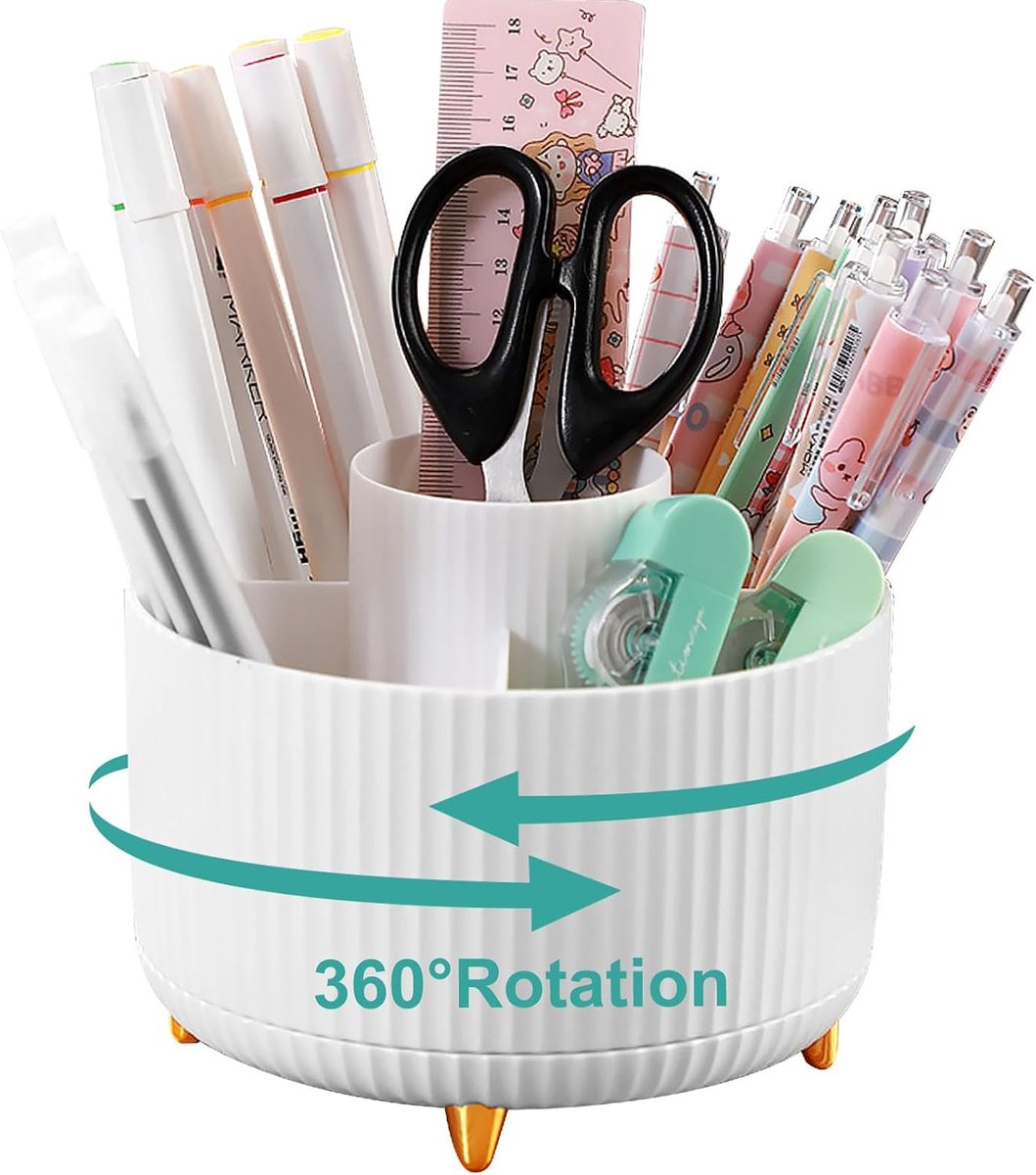 Bureau Organizer 360 Graden Rotatie - 5 Compartimenten - Ruimtebesparend - Ideaal voor Thuis en Kantoor - ShopVlot
