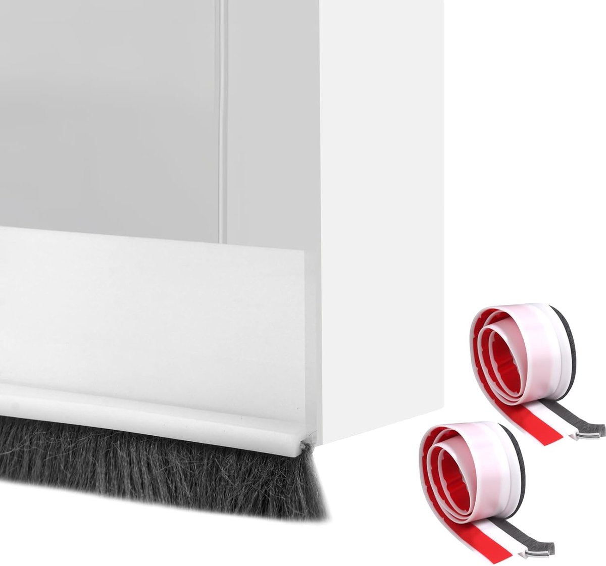 Deurafdichting met Borstel 100cm - Wit - Effectieve Isolatie - Bespaar Energie - ShopVlot