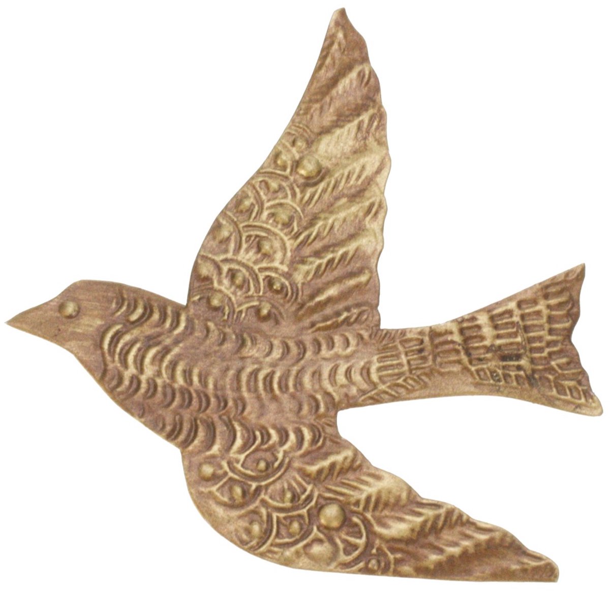 Vogel ornament roestig/ goud.klr, 15x15cm