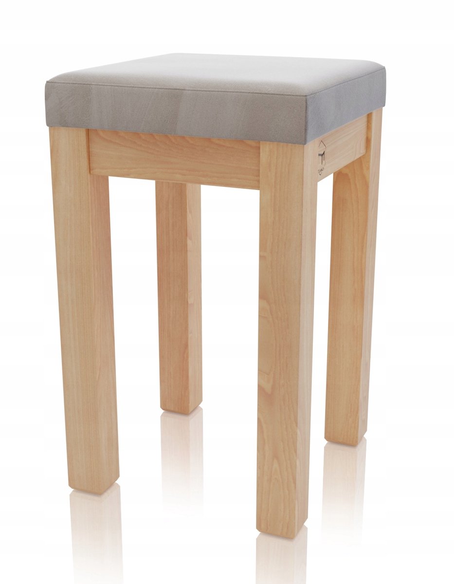 Merkloos Houten Keukentabouret met Gestoffeerde Zitting - Beige