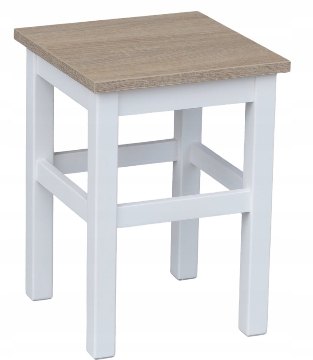 Merkloos Keukentabouret Wit met Sonoma Eiken Zitting - 45 cm Hoogte