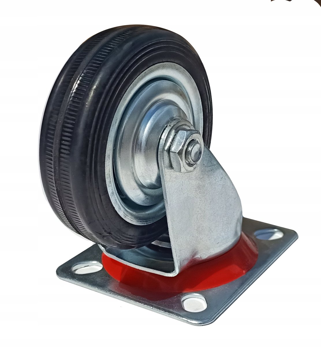 Zwenkwiel 75mm metaal met rubber, 4 montagegaten