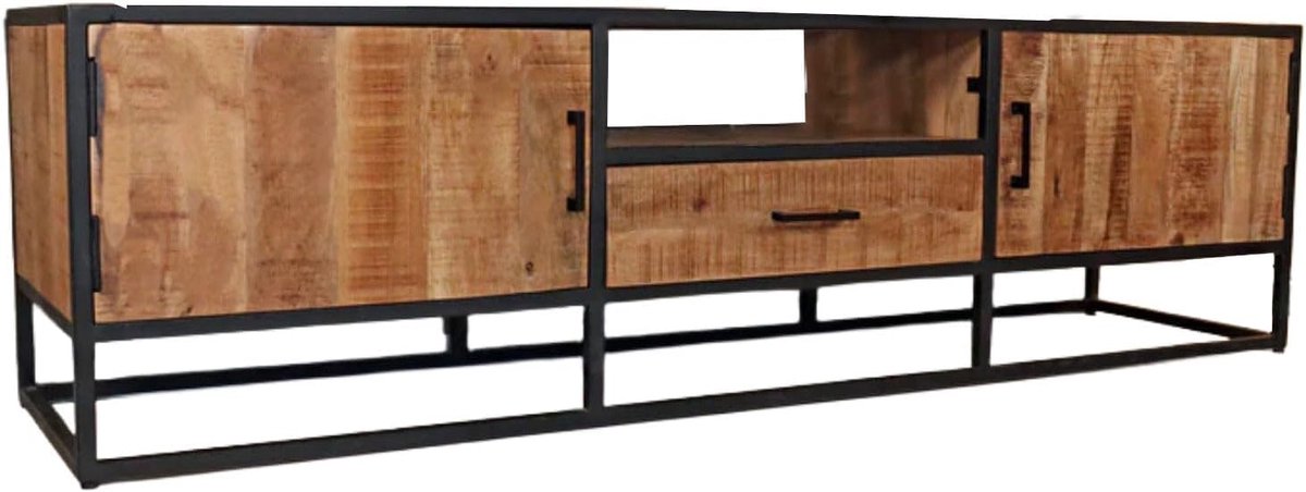 TV kast 180cm - industrieel mango hout - duurzaam en stevig - eenvoudige montage - ShopVlot