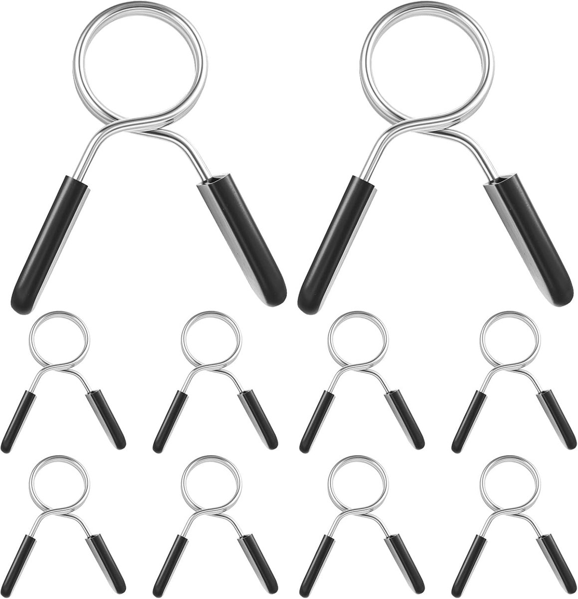 SnelShoppen - 10 Stuks Halterklemmen met Veersluiting, Haltersluitingen 30mm, Roestvrij Staal & PVC, Gym Accessoires voor Krachttraining, Veilig & Duu